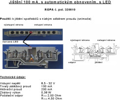 Pojistka automatická100 mA, Wago, s LED,  320610