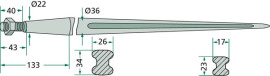 Špice - hrot s konickou maticí, Délka 810, Závit M22 x 1,5