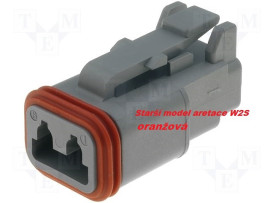 Konektor pro 2x dutinka #16, šedý, pro drát s izolací 2,54-3,4mm; DT06-2S