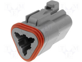 Konektor pro 3x dutinka #16, šedý, pro drát s izolací 2,54-3,4mm; DT06-3S