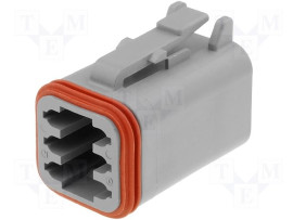 Konektor pro 6x dutinka #16, šedý, pro drát s izolací 2,54-3,4mm; DT06-6S