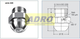 Tryska axiální s rozstřikem dutého kužele, 80°, 1/4' BSPP, AISI 430F SS; 220.185.11.AC