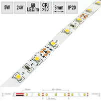 LED PÁSEK 5W/M 24V CRI80 IP20 Denní bílá