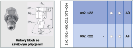 Kloub se závitovým připojením; 092.024.16.AD